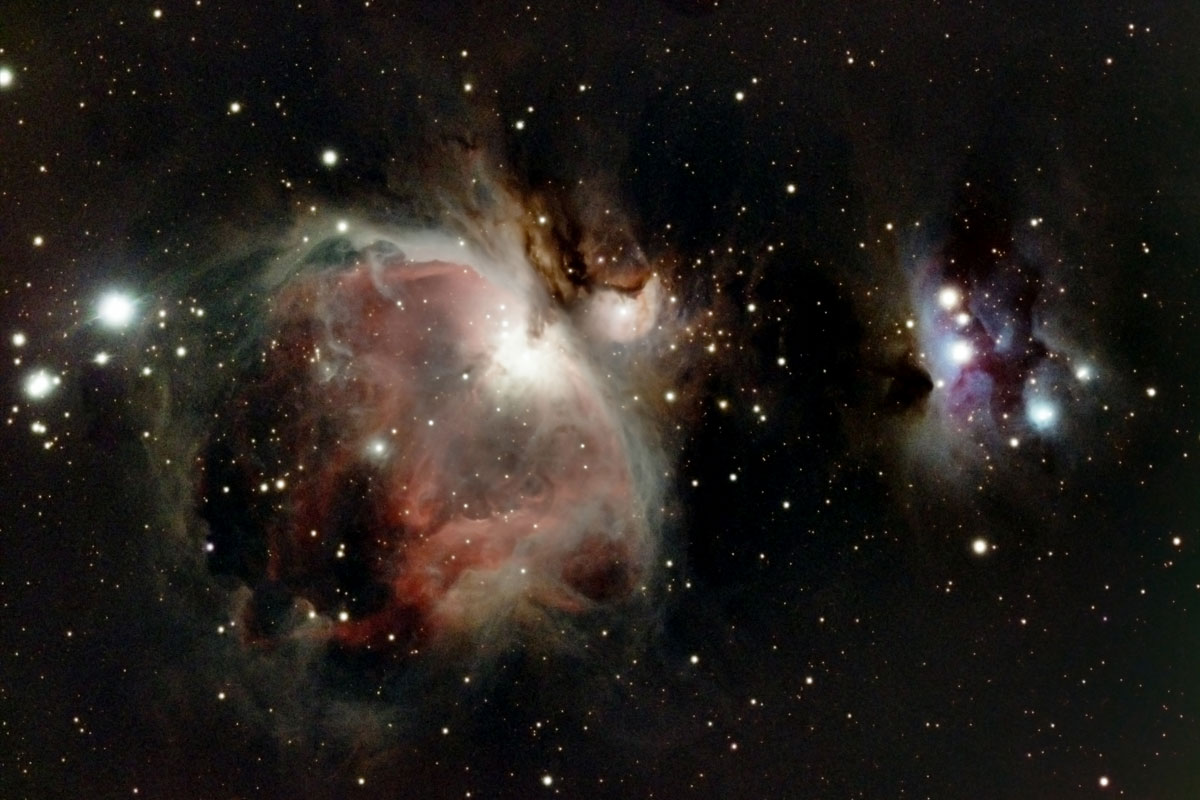 HDR image of the Orion nebula with the smaller Running Man nebula to the right